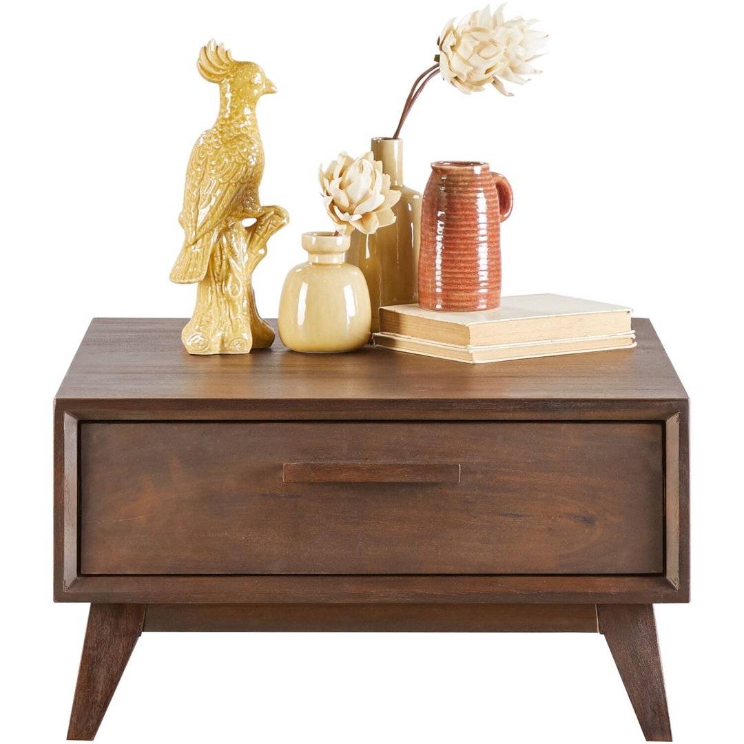 Bijzettafel Tivi donkerbruin mangohout 69x69 cm vierkant