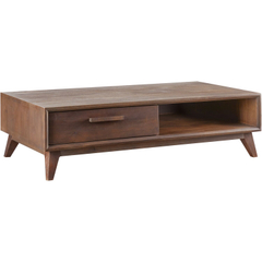 Salontafel Tivi donkerbruin mangohout 69x134 cm rechthoekig