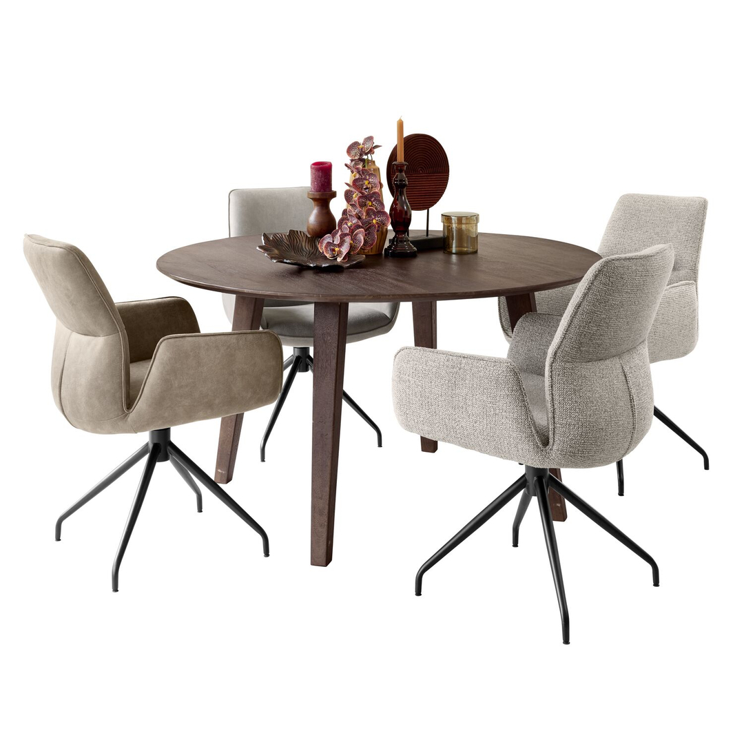 Eettafel Tivi donkerbruin mangohout 140 cm rond