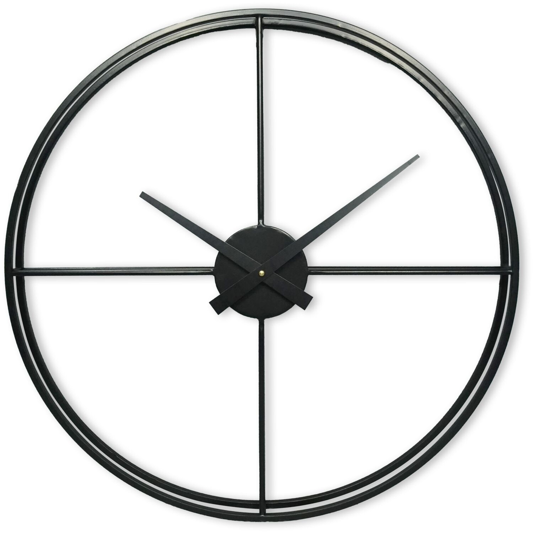 Klok Nimar metaal rond 60cm zwart strak dessin 60