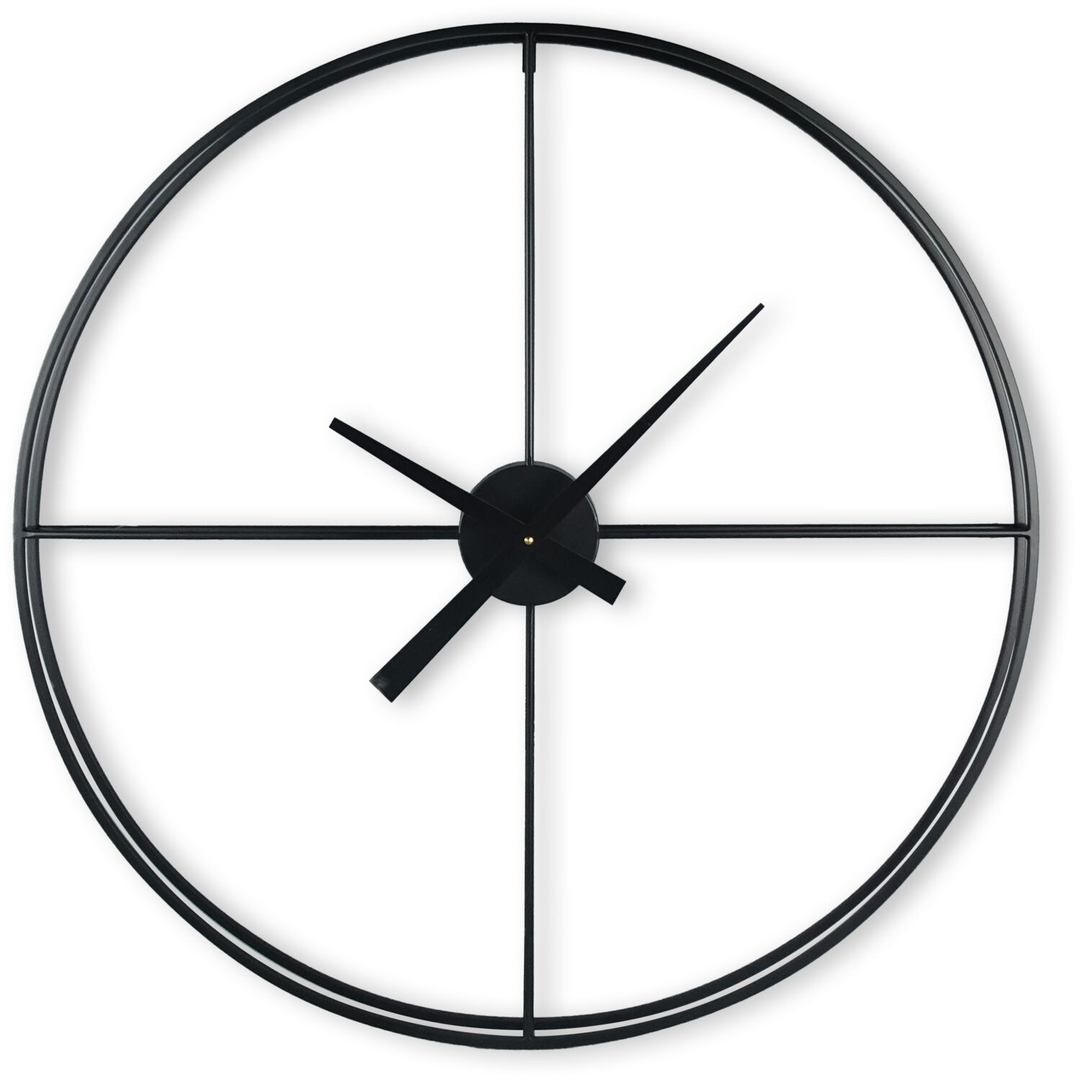 Klok Nimar metaal rond 80cm zwart strak dessin 61