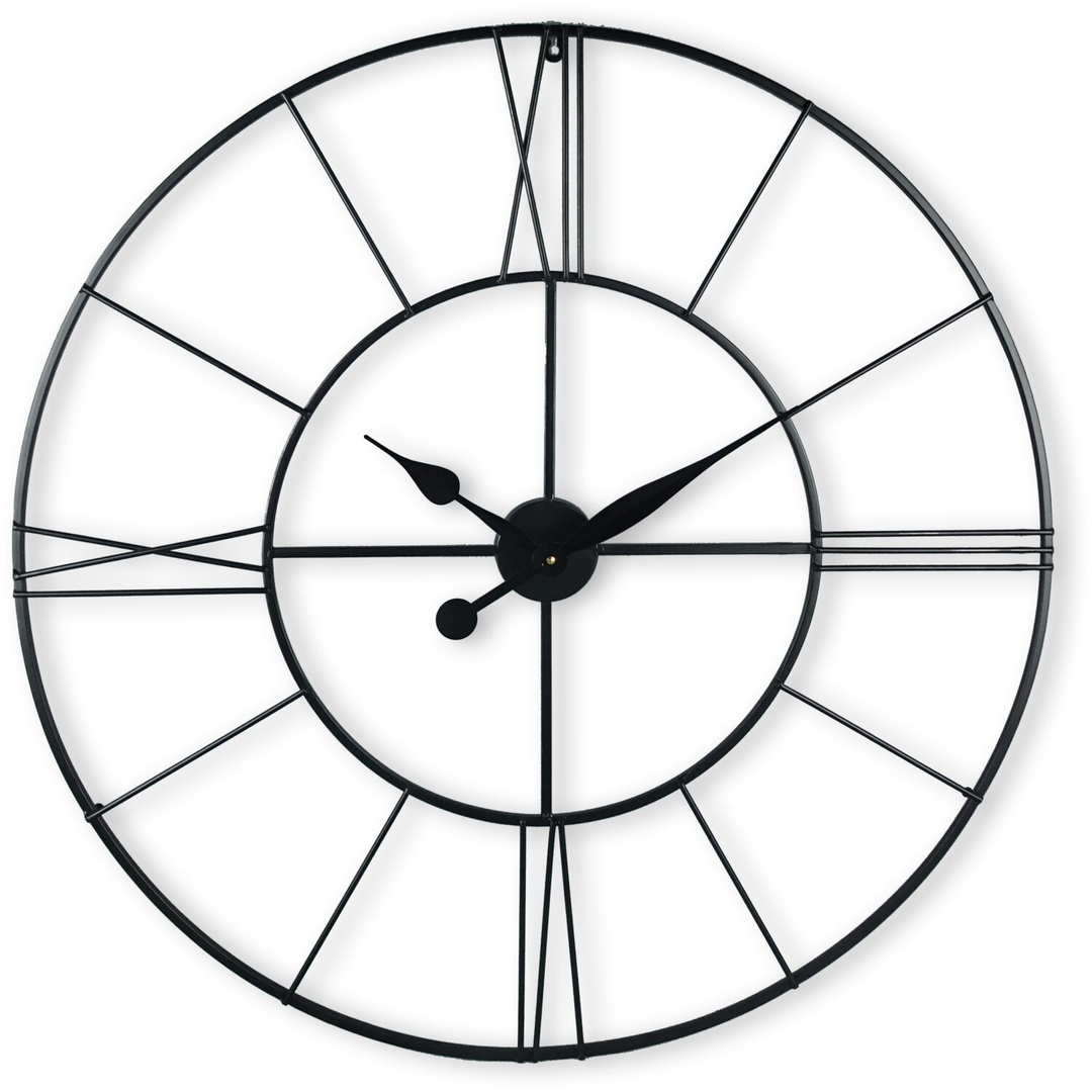 Klok Nimar metaal rond 80cm zwart strak dessin 63