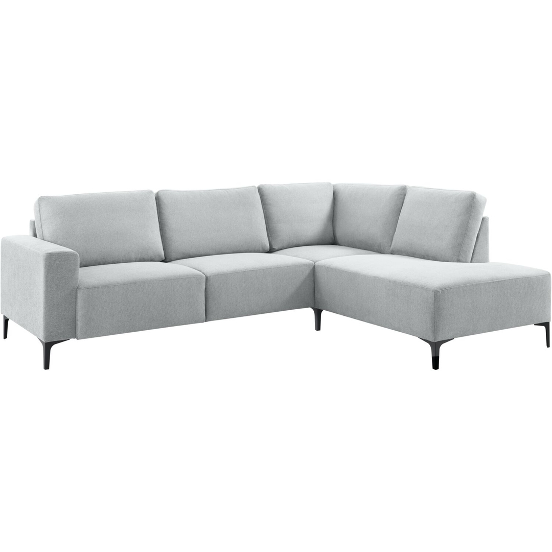 Hoekbank rechts Fabria middel lichtgrijs basic comfort