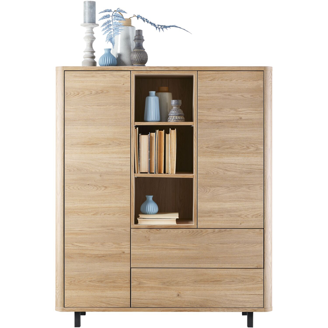 Opbergkast Lirona old oak 2 deuren, 2 lades, 3 open vakken