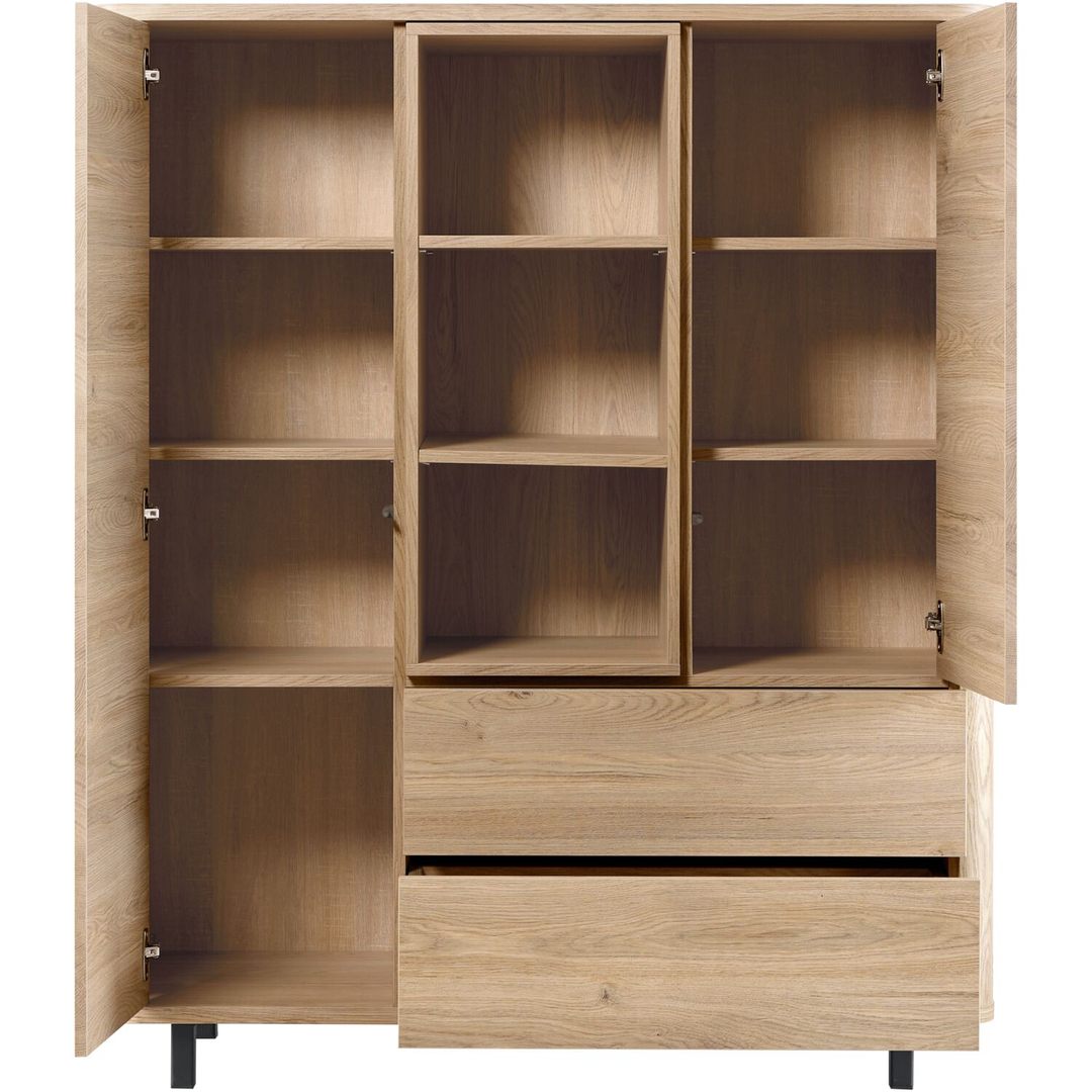 Opbergkast Lirona old oak 2 deuren, 2 lades, 3 open vakken