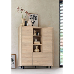 Opbergkast Lirona old oak 2 deuren, 2 lades, 3 open vakken