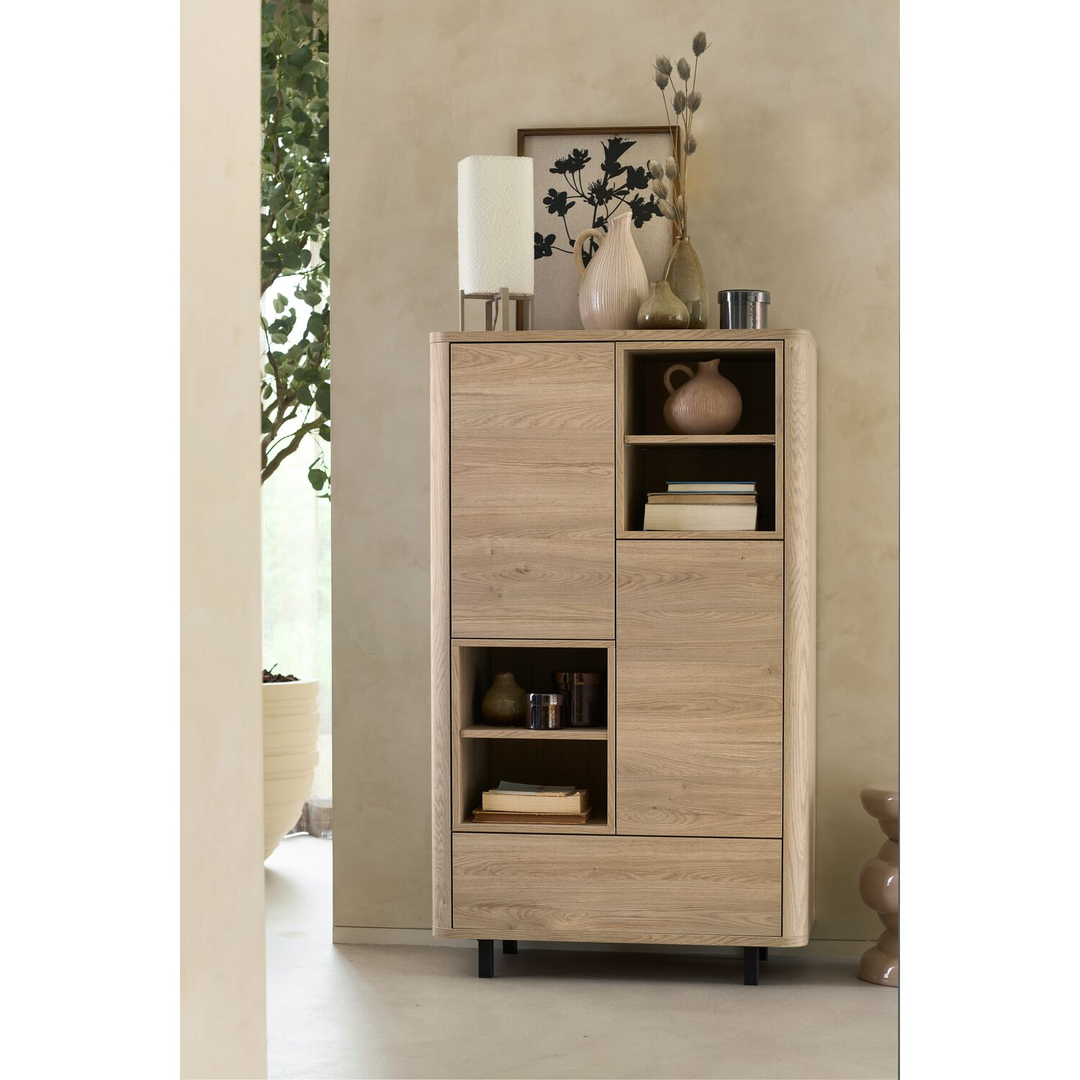Opbergkast Lirona old oak 2 deuren, 1 lade, 4 open vakken
