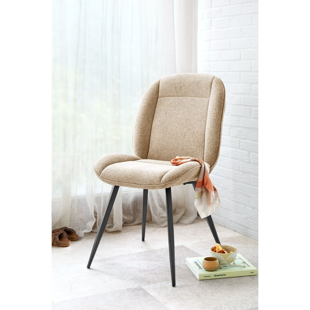 Eetkamerstoel Domeno bouclé beige