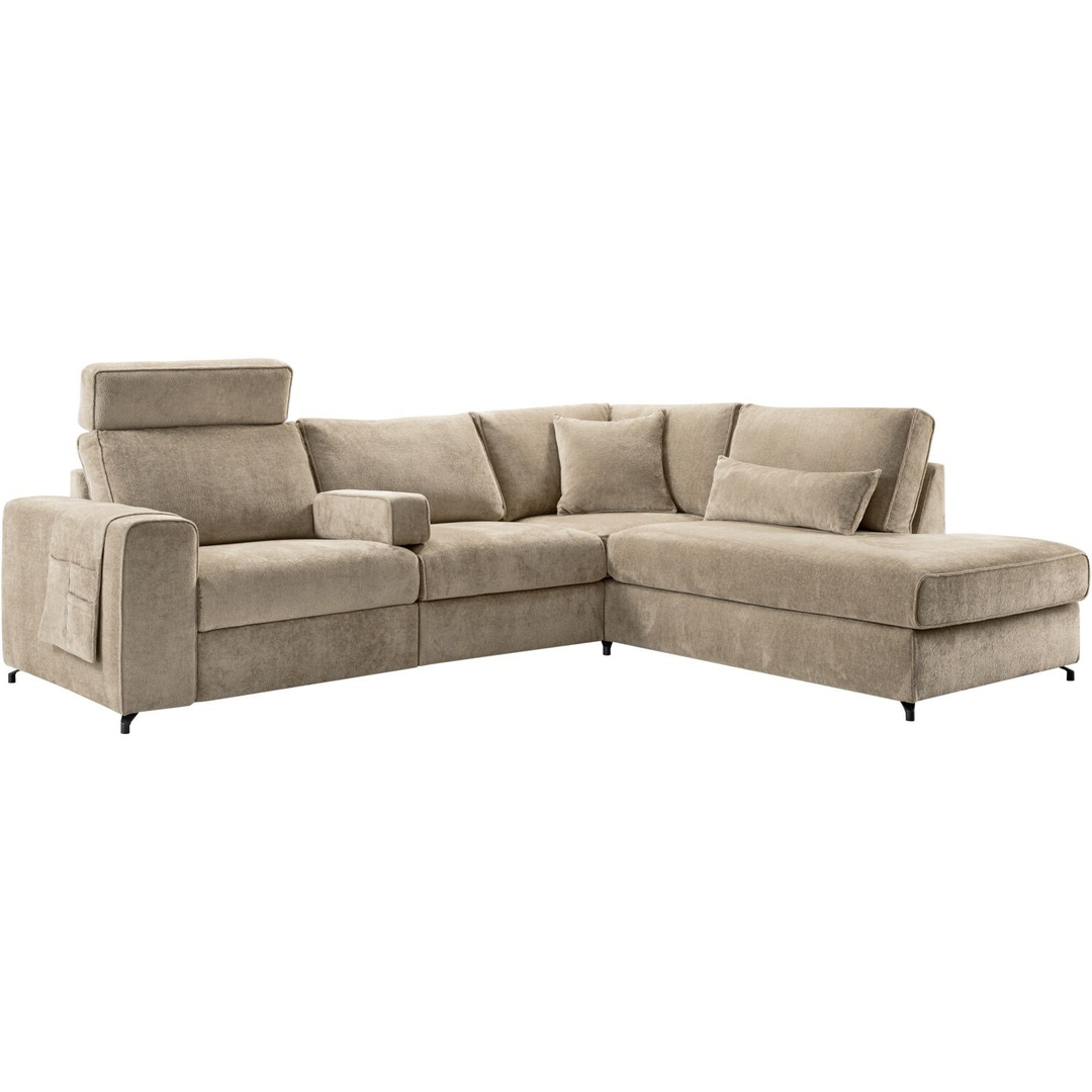 Hoekbank rechts Licato taupe relaxfunctie excellent comfort