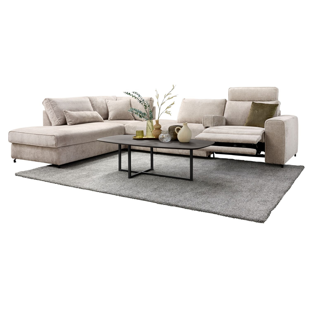 Hoekbank links Licato taupe relaxfunctie excellent comfort hocker