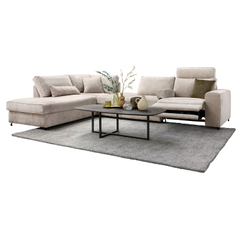 Hoekbank links Licato taupe relaxfunctie excellent comfort hocker