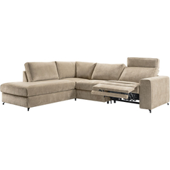 Hoekbank links Licato taupe relaxfunctie excellent comfort hocker