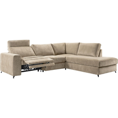 Hoekbank rechts Licato taupe relaxfunctie excellent comfort hocker