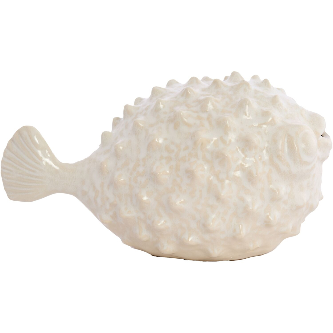 Decoratiebeeld Mannu vis keramiek beige large