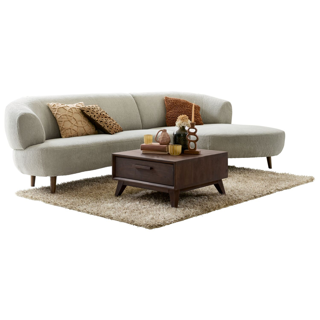 Hoekbank rechts Tilde bouclé grijsbeige basic comfort