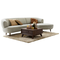 Hoekbank rechts Tilde bouclé grijsbeige basic comfort