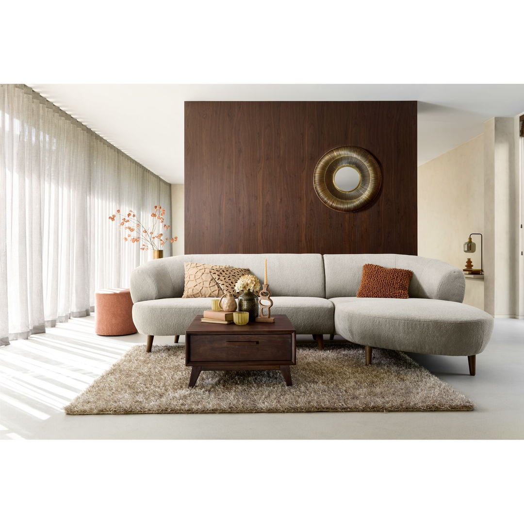 Hoekbank rechts Tilde bouclé grijsbeige basic comfort
