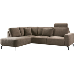 Hoekbank links Vanetti donkerbruin met hoofdsteun basic comfort
