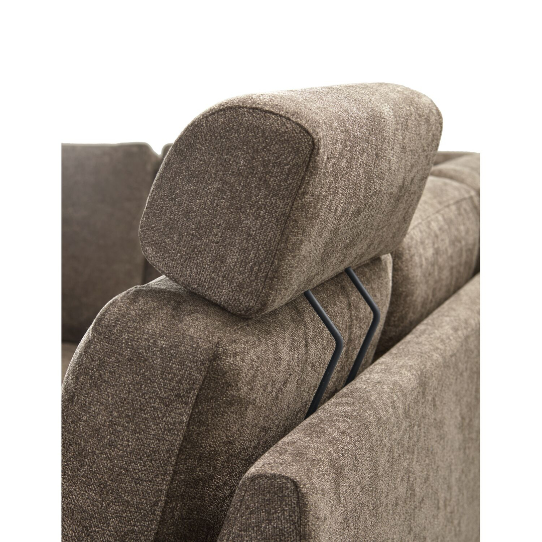 Hoekbank links Vanetti donkerbruin met hoofdsteun basic comfort