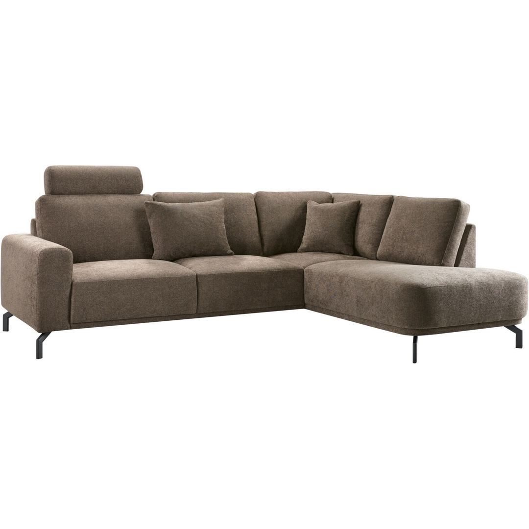 Hoekbank rechts Vanetti donkerbruin met hoofdsteun basic comfort