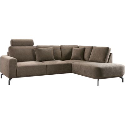 Hoekbank rechts Vanetti donkerbruin met hoofdsteun basic comfort