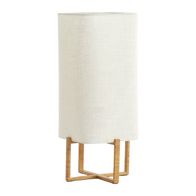 Tafellamp Islay houtlook met beige kap