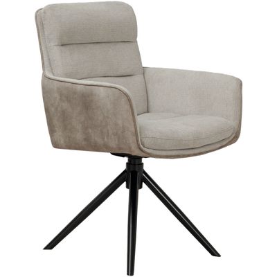 Eetkamerstoel Letta met armleuning draaibaar velvet beige