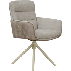 Eetkamerstoel Letta met arm draaibaar velvet beige poot wit