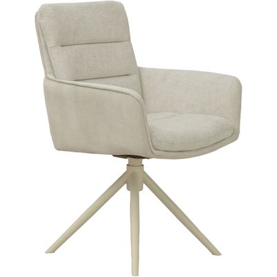Eetkamerstoel Letta met arm draaibaar velvet beige poot wit