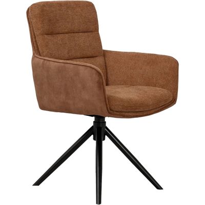 Eetkamerstoel Letta met armleuning draaibaar velvet cognac
