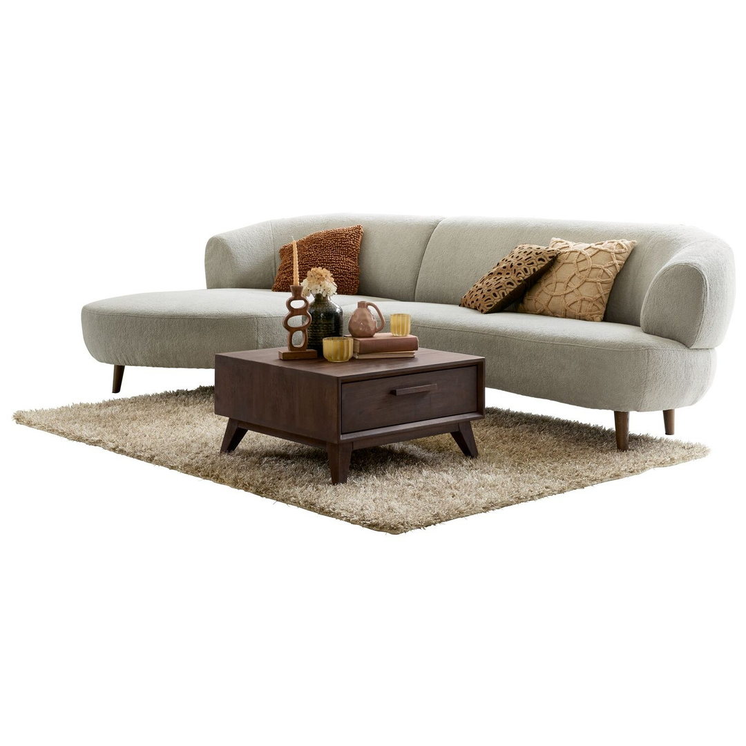 Hoekbank links Tilde bouclé grijsbeige basic comfort