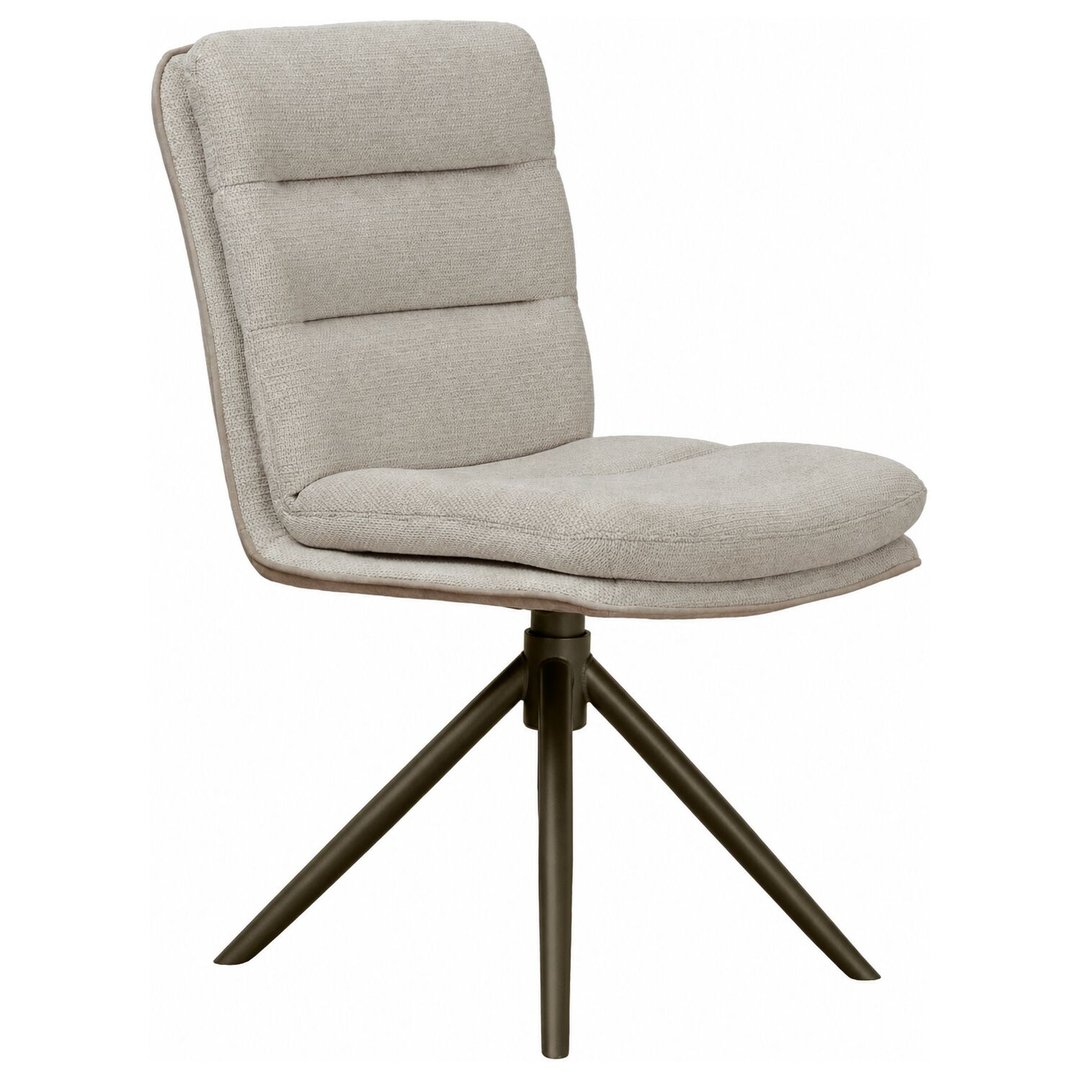 Eetkamerstoel Letta draaibaar velvet beige poot bruin