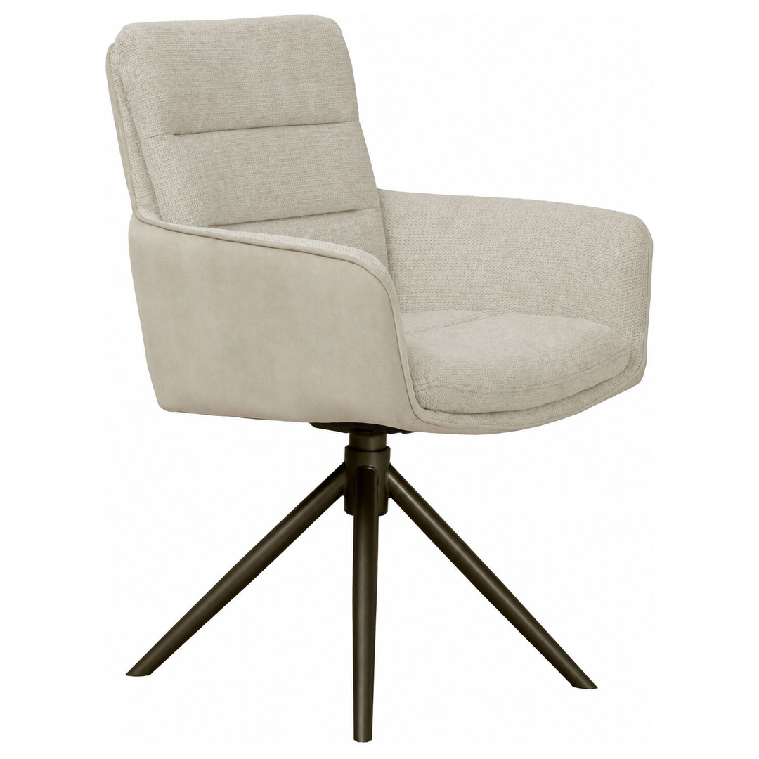 Eetkamerstoel Letta met arm draaibaar beige poot bruin