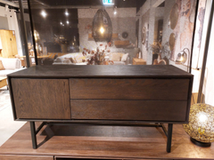BELVIO TV-meubel 1D+1L+klep dark oak veneer