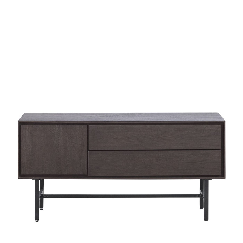 BELVIO TV-meubel 1D+1L+klep dark oak veneer
