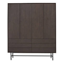 BELVIO Opbergkast 4D+6L dark oak veneer