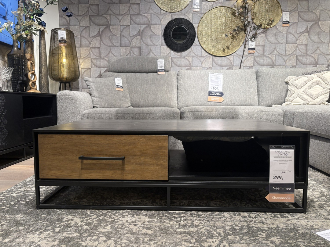 VINITO-I 15500 Salontafel 2L+1OV eik.fineer zw&nat
