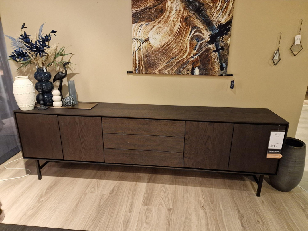 BELVIO Dressoir 4D+3L dark oak veneer