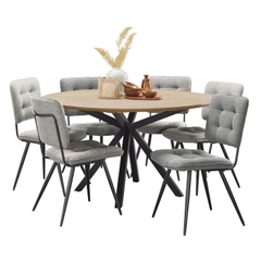 BELVIO Eettafel Ø140 light oak veneer