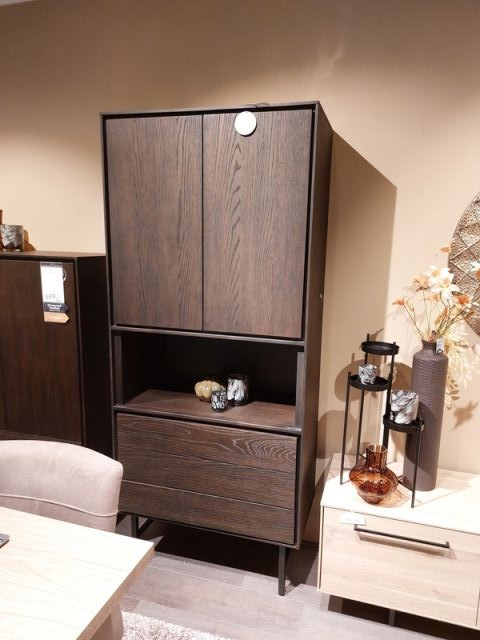 BELVIO Opbergkast 2D+3L+OV dark oak veneer