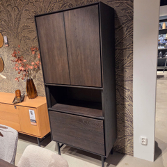 BELVIO Opbergkast 2D+3L+OV dark oak veneer